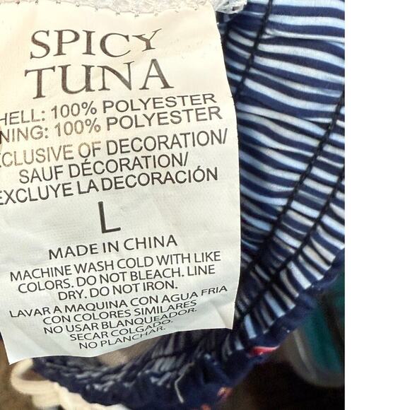 New Men's Spicy Tuna Navy Blue Colorful Anchors Design Swim Shorts Trunks Size L - Picture 12 of 12